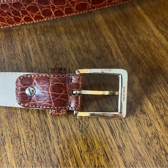 Men's genuine Crocodile or alligator belt. Solid brass buckle. Vintage - Picture 3 of 4